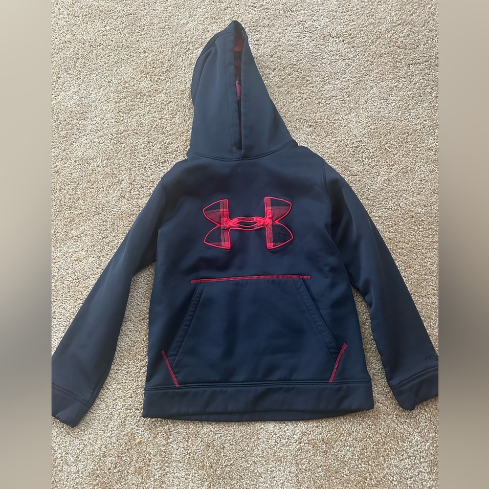 Pre owned under armour boys plaid Christmas Hoodie